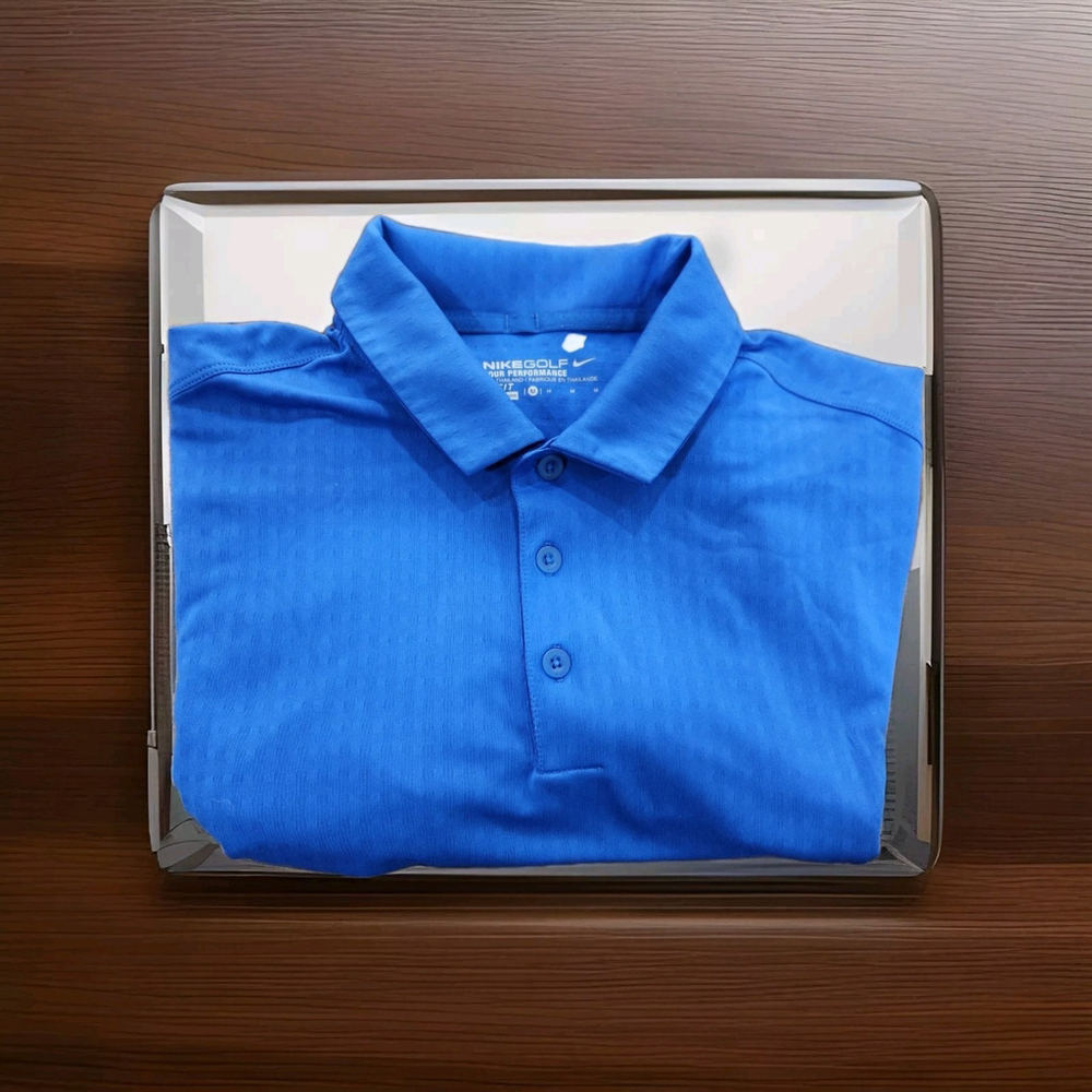 Nike Golf Polo Shirt Mens Tour Performance Dri Fit Medium Short Sleeves Blue
